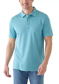 Short Sleeve Solid Slub Polo Shirt