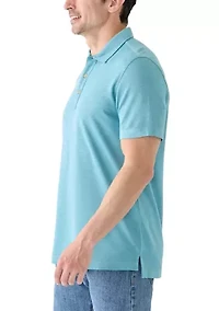 Short Sleeve Solid Slub Polo Shirt