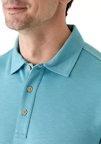 Short Sleeve Solid Slub Polo Shirt