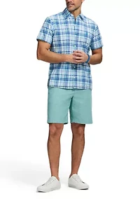9.5'' Flat Front Chambray Shorts