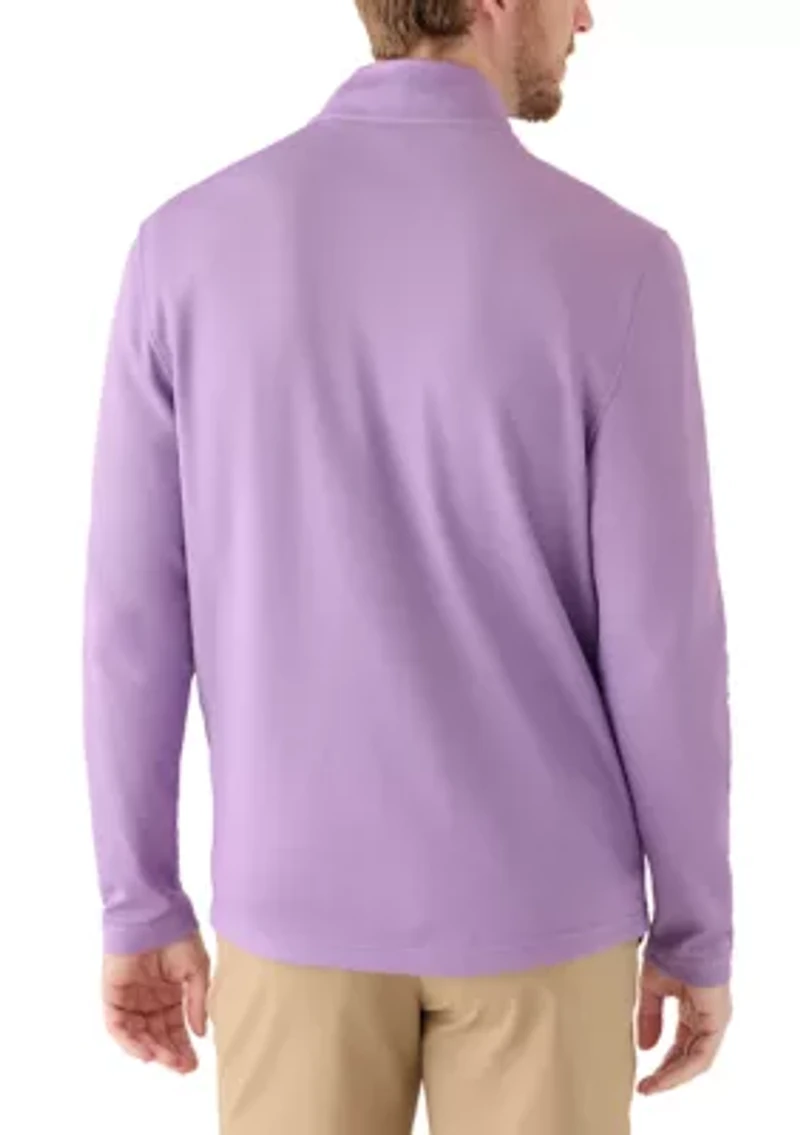 Men's Long Sleeve Feeder Striped 1/4 Zip Pullover