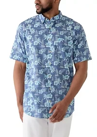 Big & Tall Dockside Chambray Short Sleeve Button Down Printed Shirt