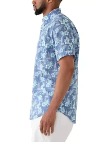 Big & Tall Dockside Chambray Short Sleeve Button Down Printed Shirt