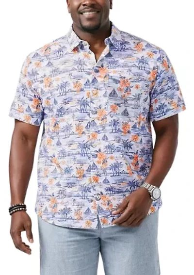 Big & Tall Dockside Tropical Print Button Down Shirt