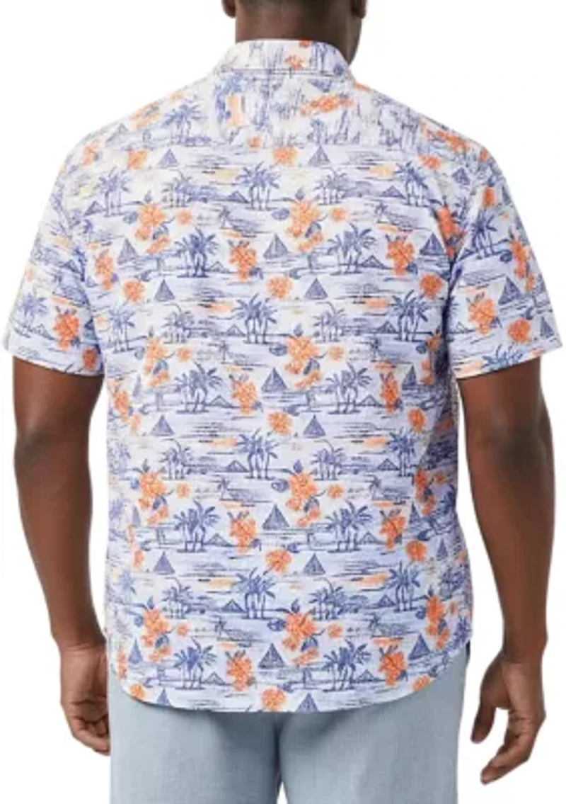 Big & Tall Dockside Tropical Print Button Down Shirt