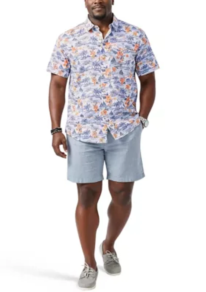 Big & Tall Dockside Tropical Print Button Down Shirt