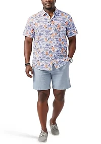 Big & Tall Dockside Tropical Print Button Down Shirt