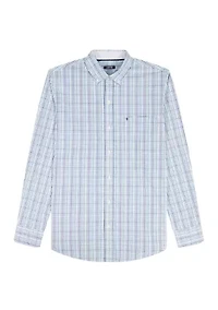 Men's Big Performance Comfort Long Sleeve Plaid Button Down Shirt