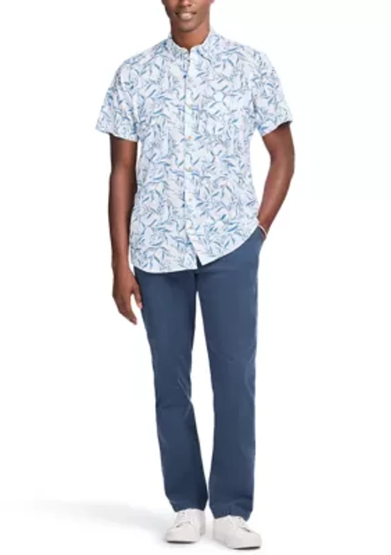 Men's Dockside Short Sleeve Chambray Printed Shirt