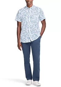Men's Dockside Short Sleeve Chambray Printed Shirt