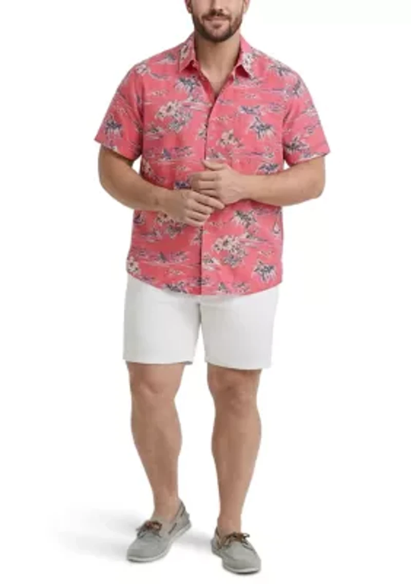 Men's Big Dockside Chambray Short Sleeve Button Down Shirt