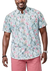 Big & Tall Dockside Short Sleeve Tropical Print Shirt