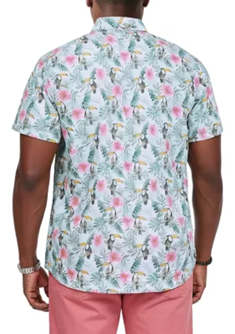 Big & Tall Dockside Short Sleeve Tropical Print Shirt