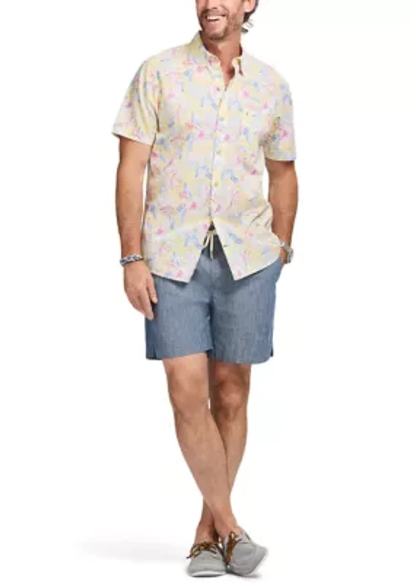 Men's Dockside Chambray Button Down Printed Shirt