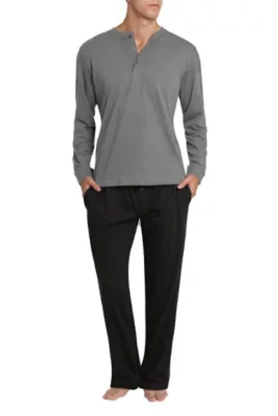 Knit Pajama Set Grey with Black