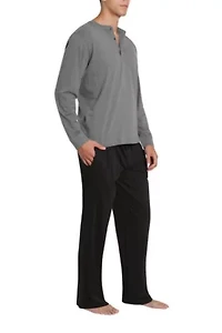 Knit Pajama Set Grey with Black