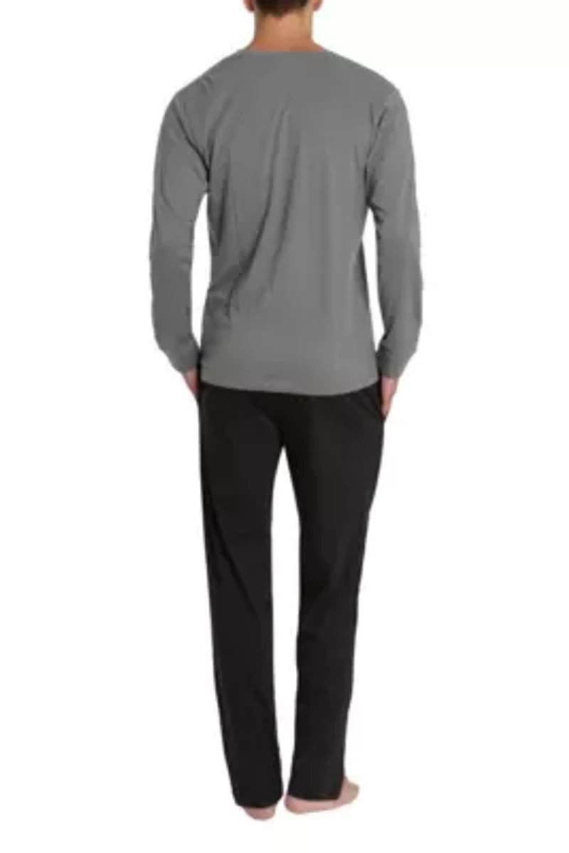 Knit Pajama Set Grey with Black