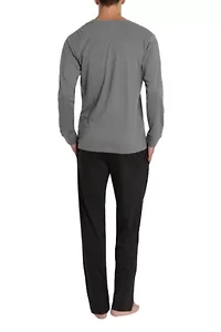 Knit Pajama Set Grey with Black