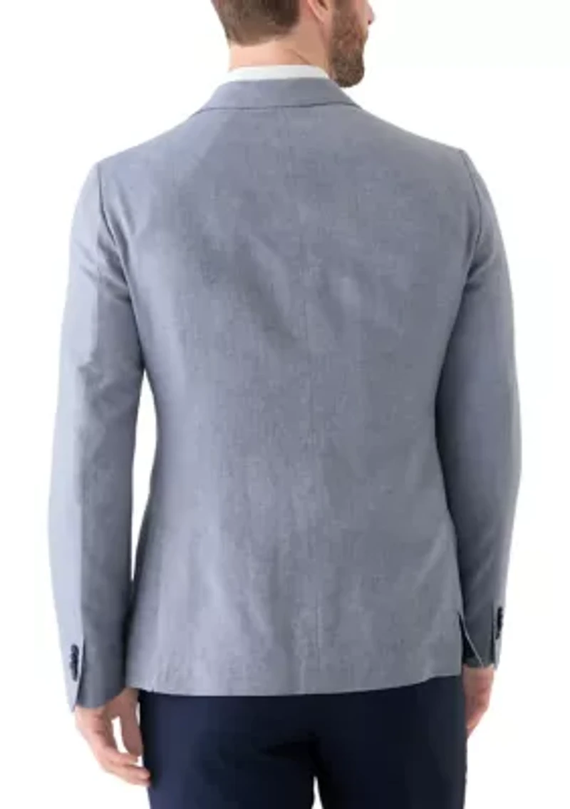 Blue Linen 3-Button Collared Sport Coat