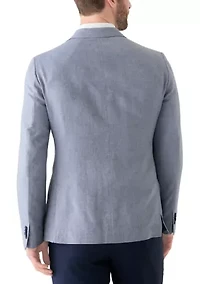 Blue Linen 3-Button Collared Sport Coat