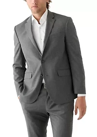 Men's Black Gray Graph Check Printed Suit Separate Jacket