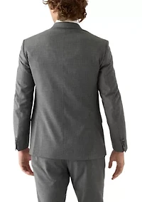 Men's Black Gray Graph Check Printed Suit Separate Jacket