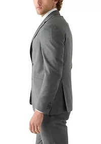 Men's Black Gray Graph Check Printed Suit Separate Jacket