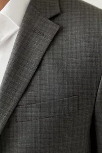 Men's Black Gray Graph Check Printed Suit Separate Jacket