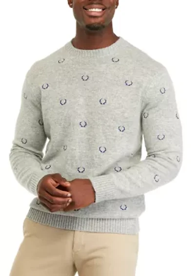Men's Embroidered Crew Neck Sweater
