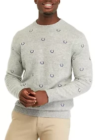Men's Embroidered Crew Neck Sweater