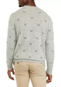 Men's Embroidered Crew Neck Sweater