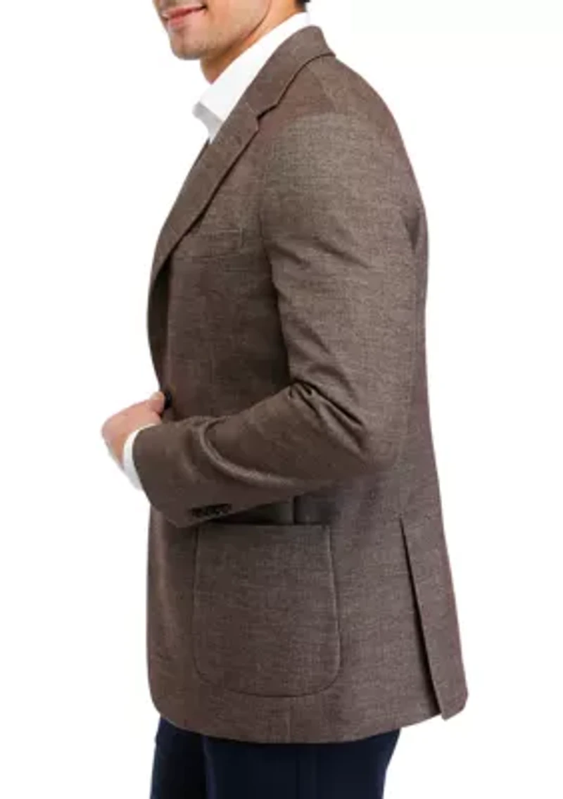 Single Breasted Tan Donegal Textured Solid Sport Coat
