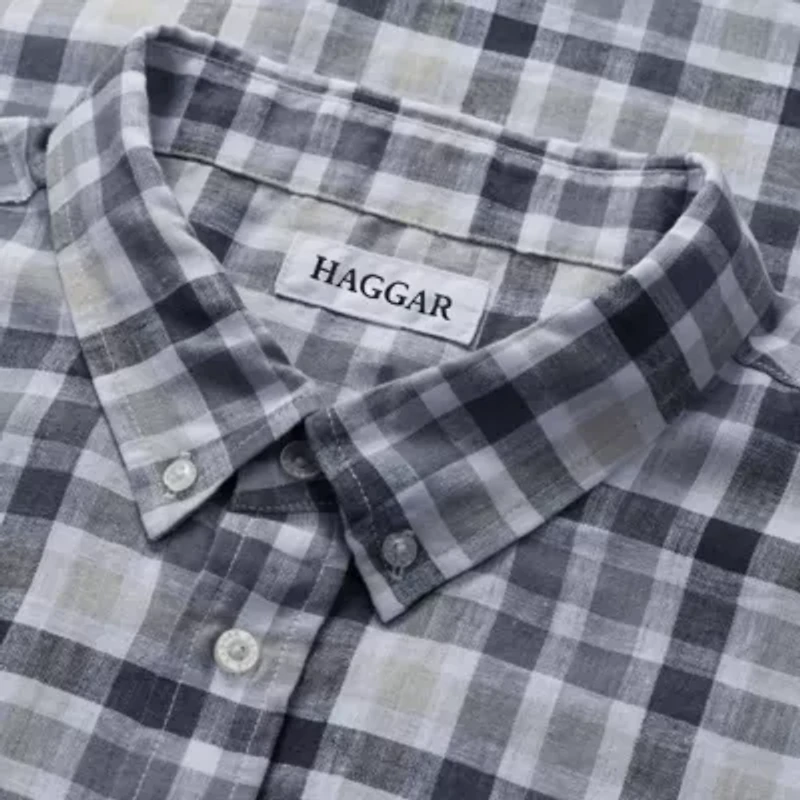 Big & Tall Haggar�� Men's Short Sleeve Button-Down Linen Shirt