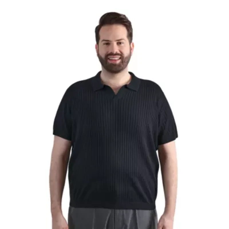 Big & Tall Haggar® Men's Johnny Collar Slim Fit Ribbed Sweater