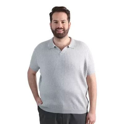 Big & Tall Haggar® Men's Johnny Collar Slim Fit Ribbed Sweater