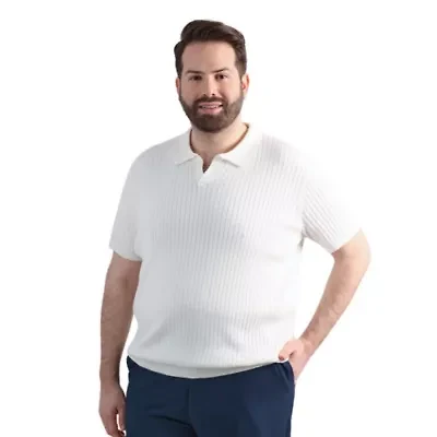 Big & Tall Haggar® Men's Johnny Collar Slim Fit Ribbed Sweater