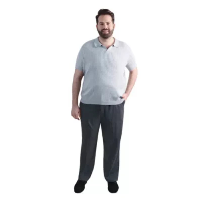 Big & Tall Haggar® Men's Johnny Collar Slim Fit Ribbed Sweater