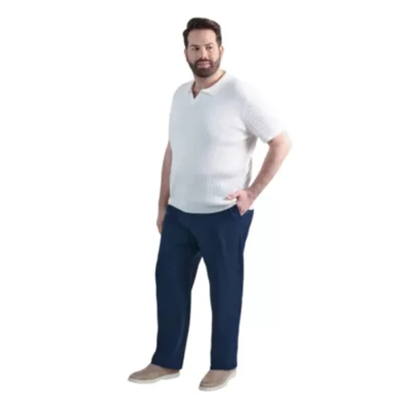 Big & Tall Haggar® Men's Johnny Collar Slim Fit Ribbed Sweater