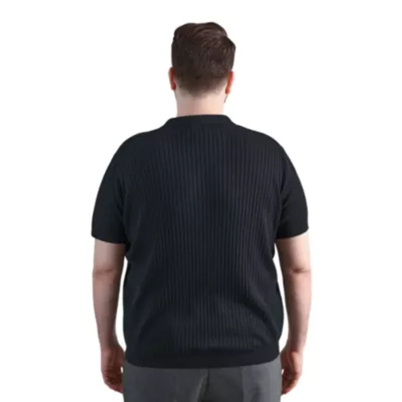 Big & Tall Haggar® Men's Johnny Collar Slim Fit Ribbed Sweater