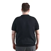 Big & Tall Haggar® Men's Johnny Collar Slim Fit Ribbed Sweater