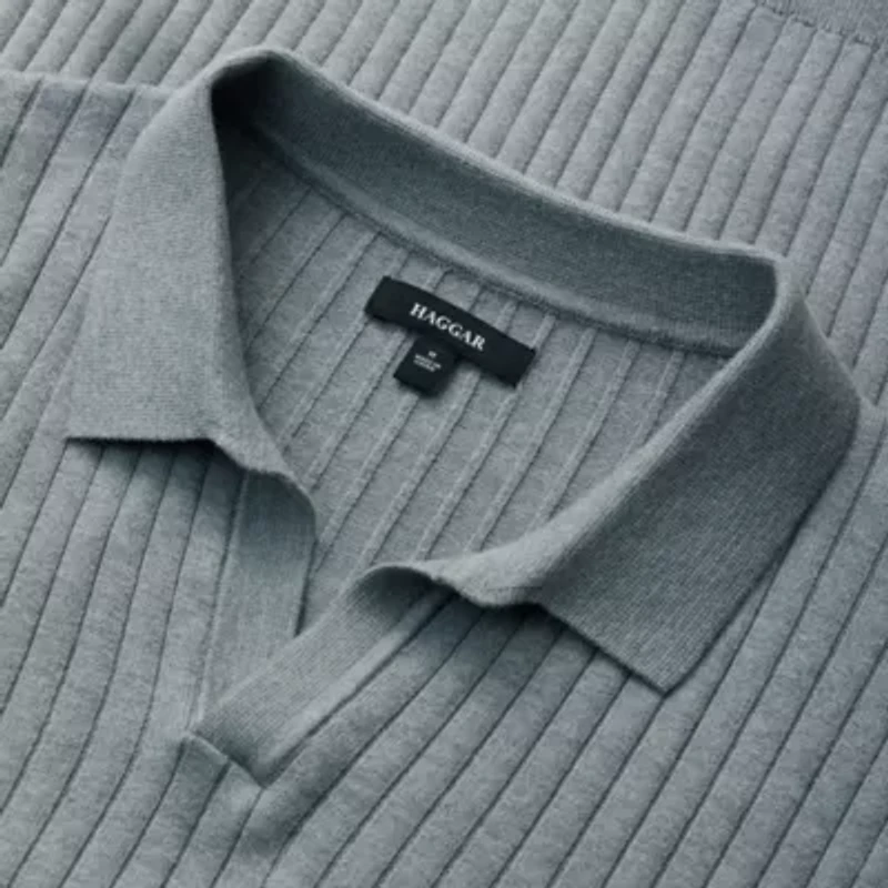 Big & Tall Haggar® Men's Johnny Collar Slim Fit Ribbed Sweater