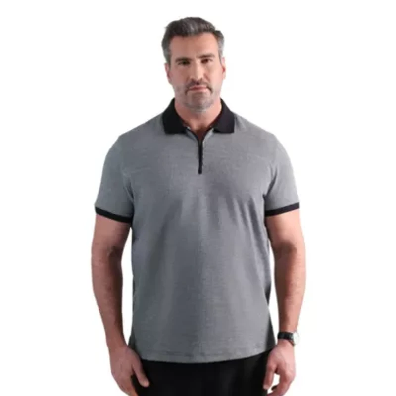 Big & Tall Haggar® Men's Premium Comfort Quarter Zip Houndstooth Polo