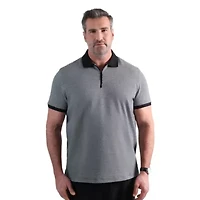 Big & Tall Haggar® Men's Premium Comfort Quarter Zip Houndstooth Polo