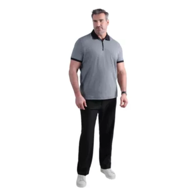 Big & Tall Haggar® Men's Premium Comfort Quarter Zip Houndstooth Polo