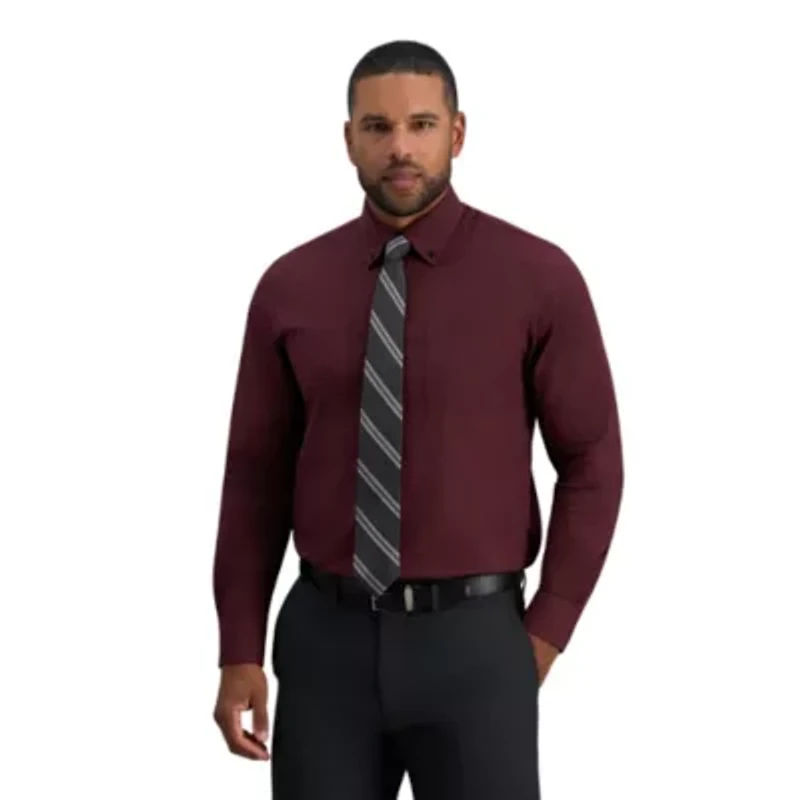 Haggar Men's Classic Fit Premium Comfort Button Down Collar Dress Shirt