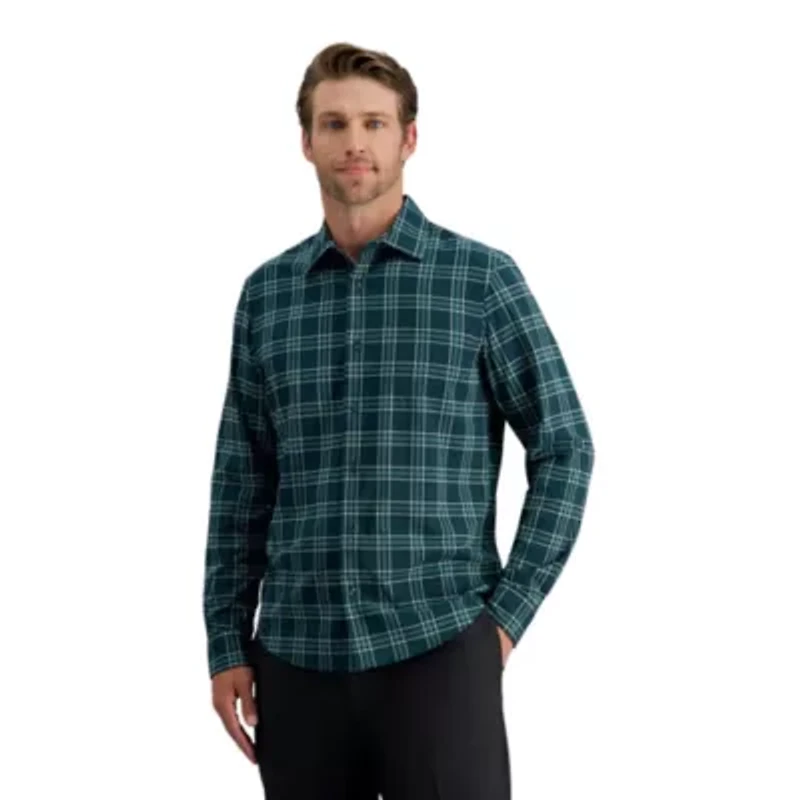Haggar© Men's Long Sleeve Performance Plaid Button Down Shirt