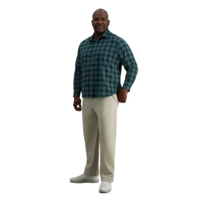 Big & Tall Haggar® Men's Long Sleeve Performance Plaid Button Down Shirt
