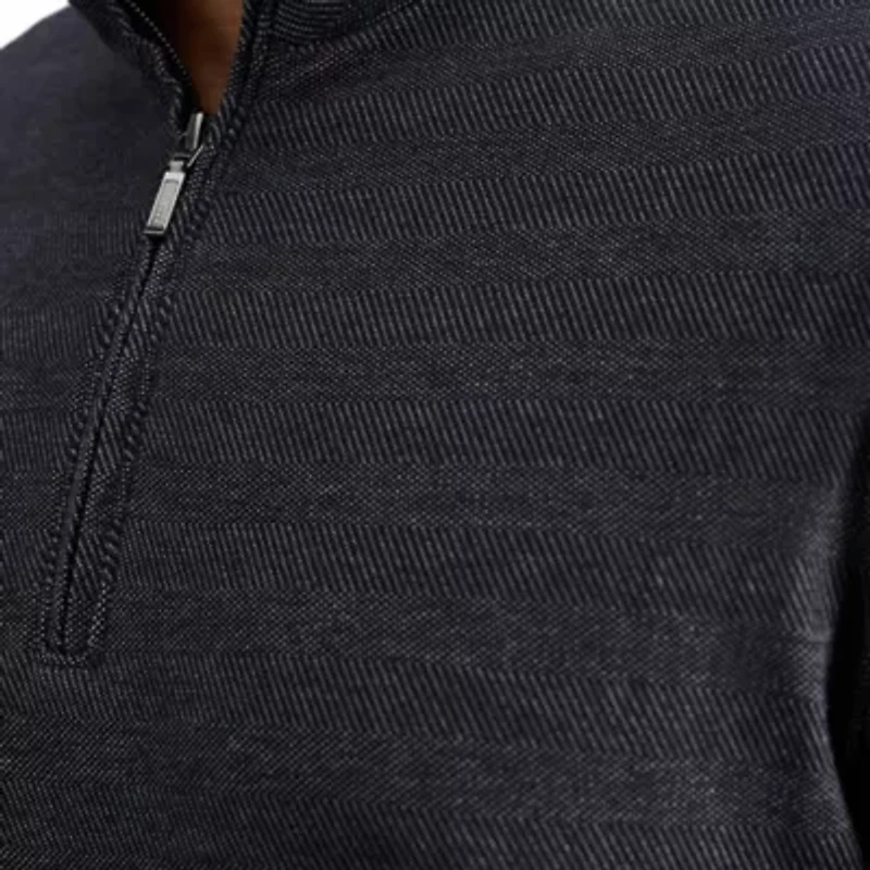 Haggar© Men's Long Sleeve Quarter Zip Mock Neck Shirt
