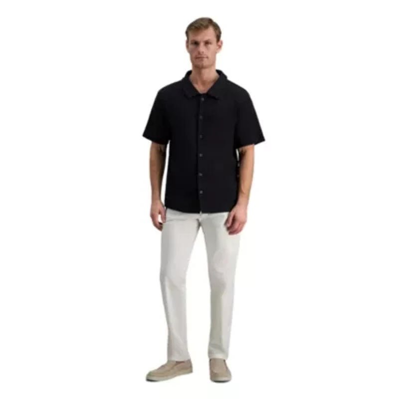 Haggar® Men's Short Sleeve Knit Jacquard Button Down Casual Shirt