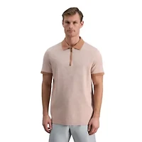 Haggar® Men's Short Sleeve Rib Knit Zip Front Polo Shirt